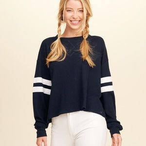 WAFFLE KNIT LONG SLEEVE CROP